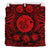 Hawaiian Map Honu Hibiscus Tropic Red Polynesian Bedding Set - Polynesian Pride