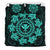 Hawaiian Map Kanaka Turtles Circle Style Turquoise Polynesian Bedding Set - Polynesian Pride