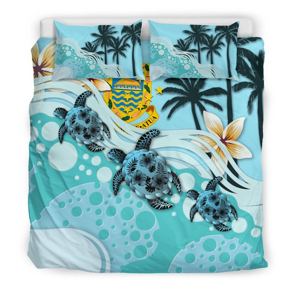 Polynesian Duvet Cover Set - Tuvalu Bedding Set Blue Turtle Hibiscus No Black - Polynesian Pride