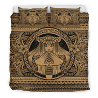 Hawaiian Madame Pele Plumeria Polynesian Bedding Set Gold - Polynesian Pride