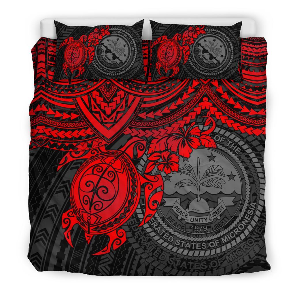 Federated States Of Micronesia Duvet Cover Set - Red Turtle - Polynesian Pride