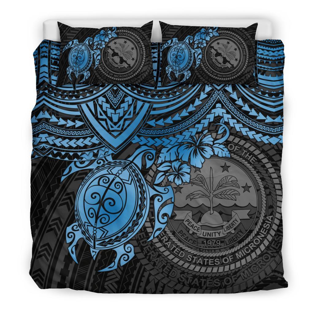 Federated States Of Micronesia Duvet Cover Set - Blue Turtle - Polynesian Pride