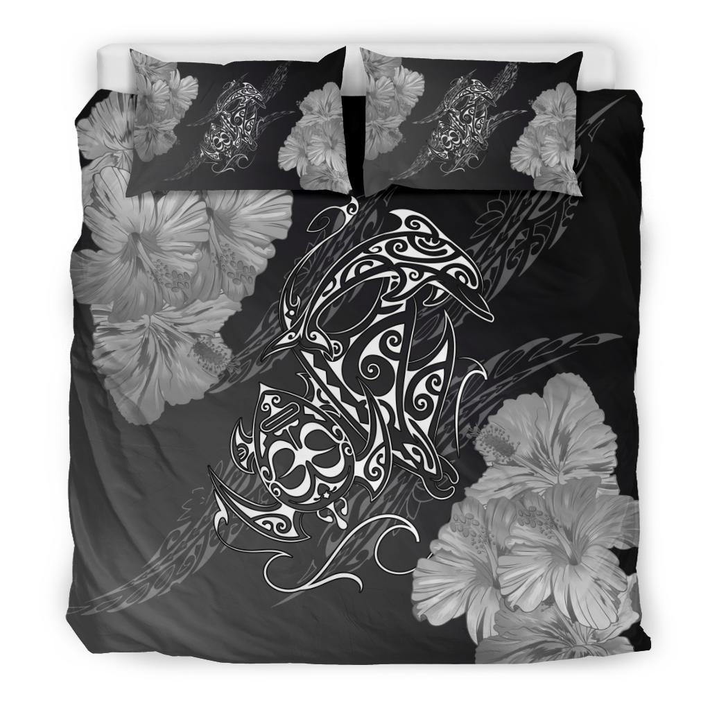 Hawaiian Hibiscus Dolphin Manta Ray Turtle Polynesian Bedding Set Waves - Polynesian Pride