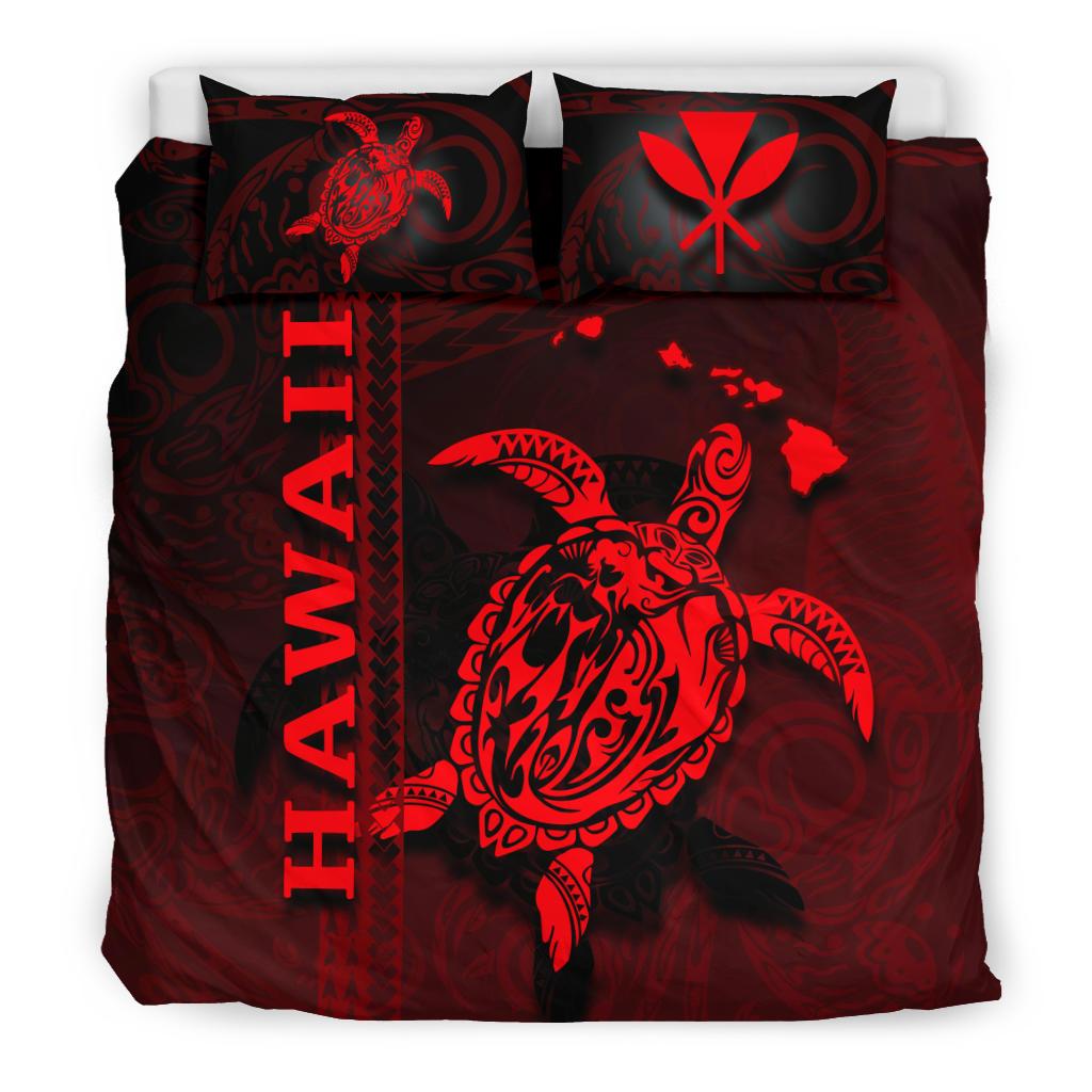 Polynesian Hawaii Duvet Cover Set - Turtle Hawaiian Red - Polynesian Pride