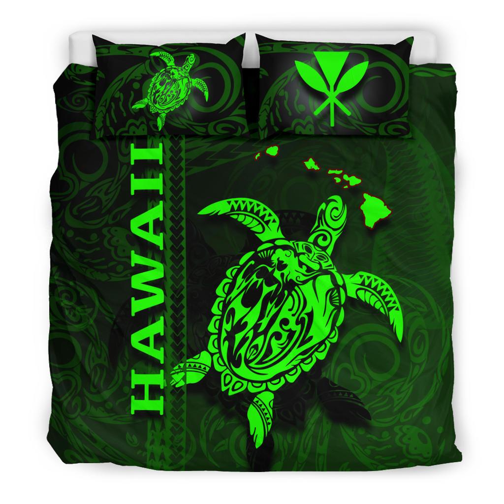 Polynesian Hawaii Duvet Cover Set - Turtle Hawaiian Green - Polynesian Pride