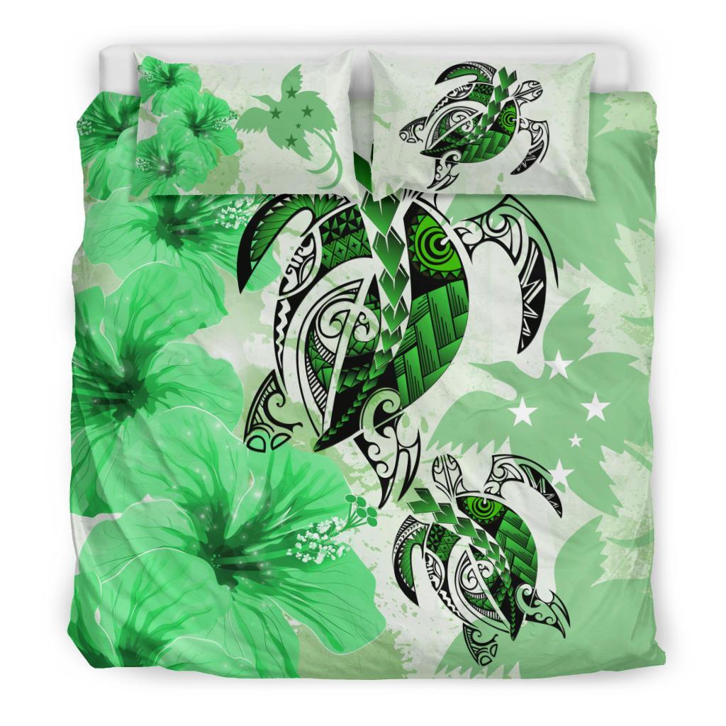 Polynesian Duvet Cover Set - Papua New Guinea Bedding Set Polynesia Turtle Hibiscus Green - Polynesian Pride