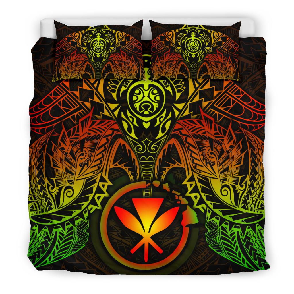 Polynesian Hawaii Duvet Cover Set - Reggae Turtle Manta Ray - Polynesian Pride