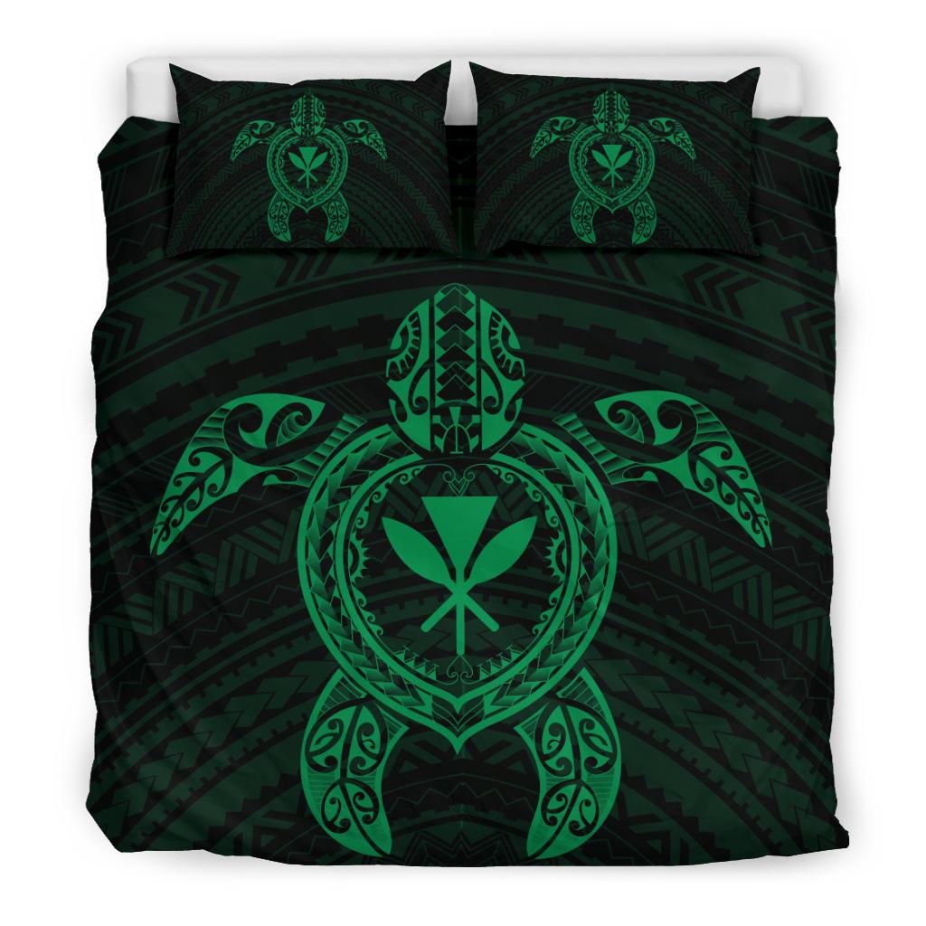 Hawaiian Turtle Kanaka Polynesian Bedding Set - Green - Polynesian Pride