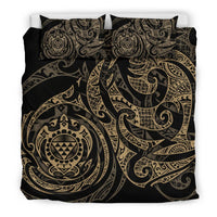 Polynesian Bedding Set - Hawaii Duvet Cover Set Gold Turtle Tribal - Polynesian Pride
