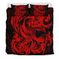 Polynesian Bedding Set - American Samoa Duvet Cover Set Red Turtle - Polynesian Pride