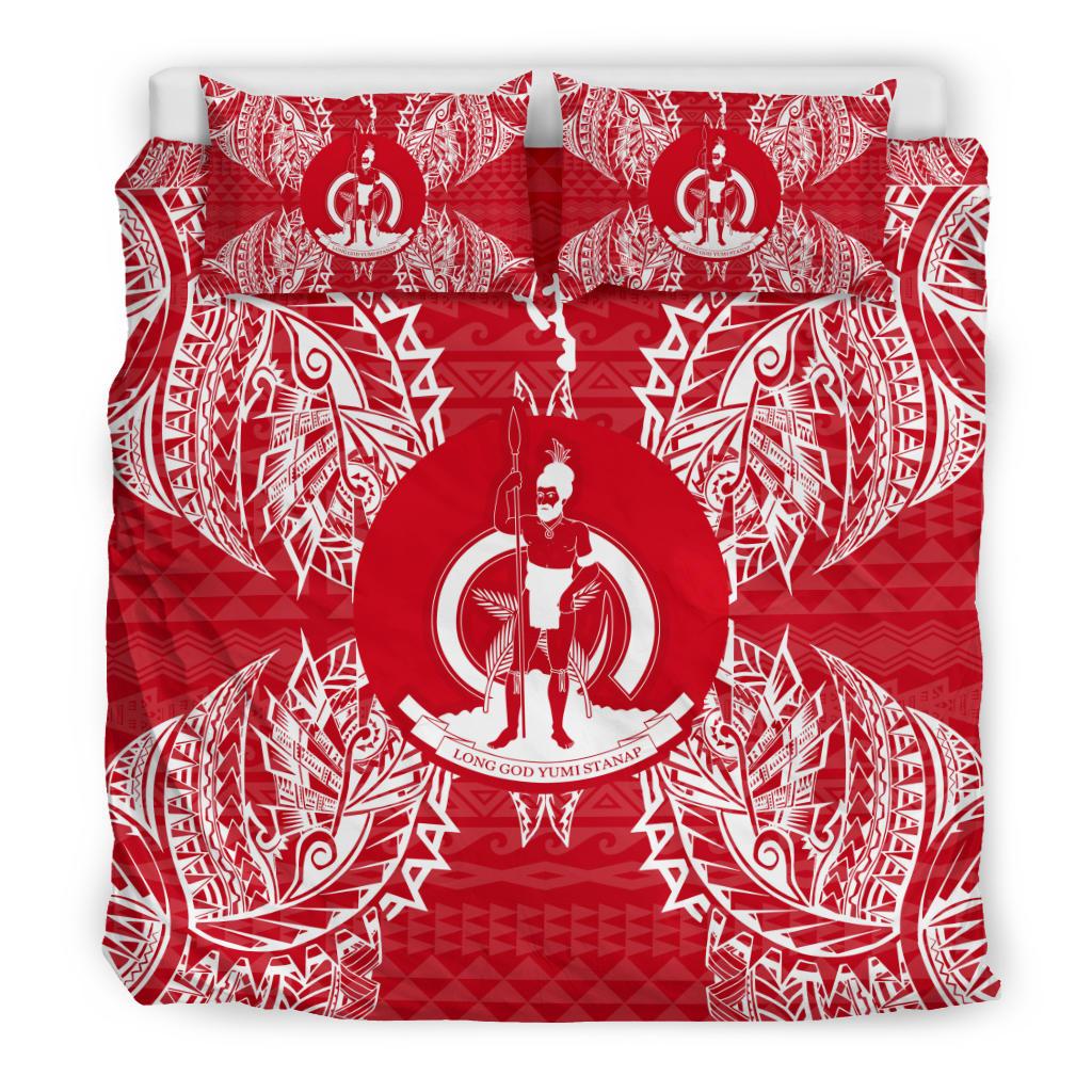 Polynesian Bedding Set - Vanuatu Duvet Cover Set Map Red White - Polynesian Pride