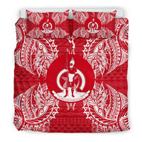 Polynesian Bedding Set - Vanuatu Duvet Cover Set Map Red White - Polynesian Pride