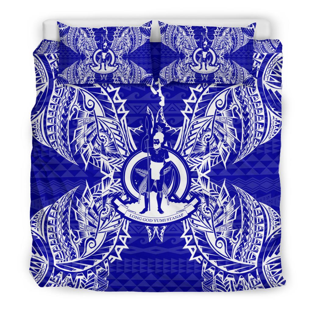 Polynesian Bedding Set - Vanuatu Duvet Cover Set Map Blue - Polynesian Pride