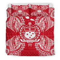 Polynesian Bedding Set - Samoa Duvet Cover Set Map Red White - Polynesian Pride