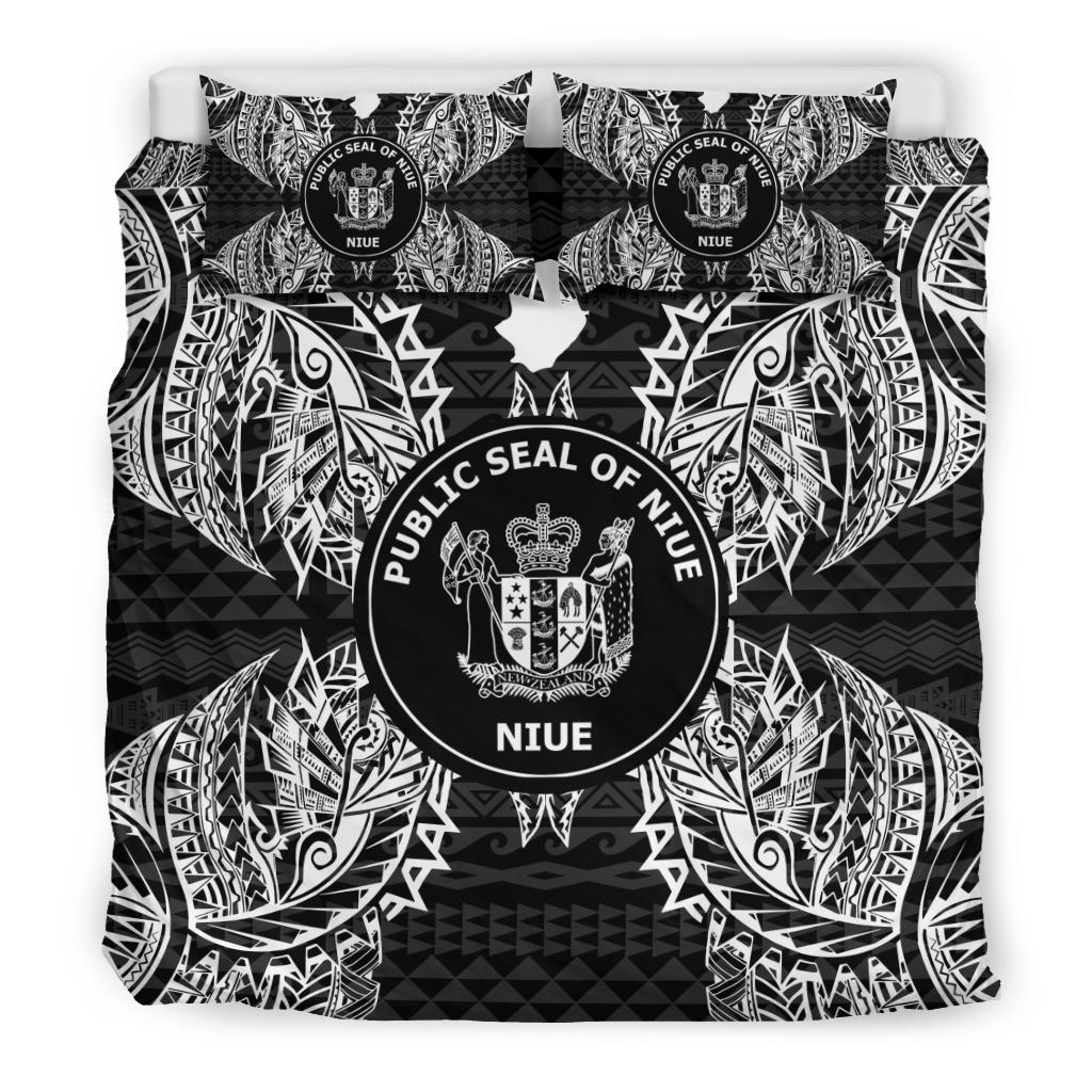Polynesian Bedding Set - Niue Duvet Cover Set Map Black - Polynesian Pride