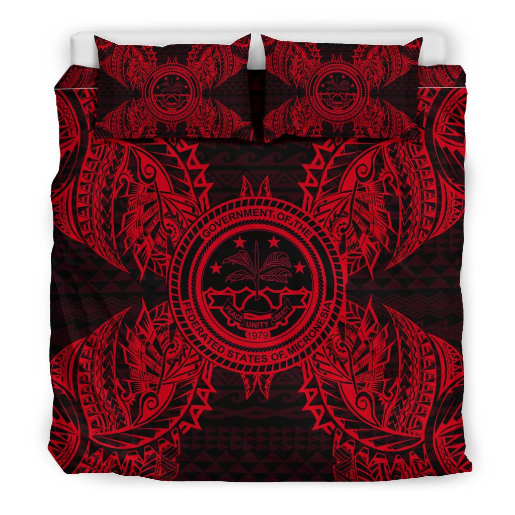 Polynesian Bedding Set - Federated States of Micronesian Duvet Cover Set Map Red - Polynesian Pride