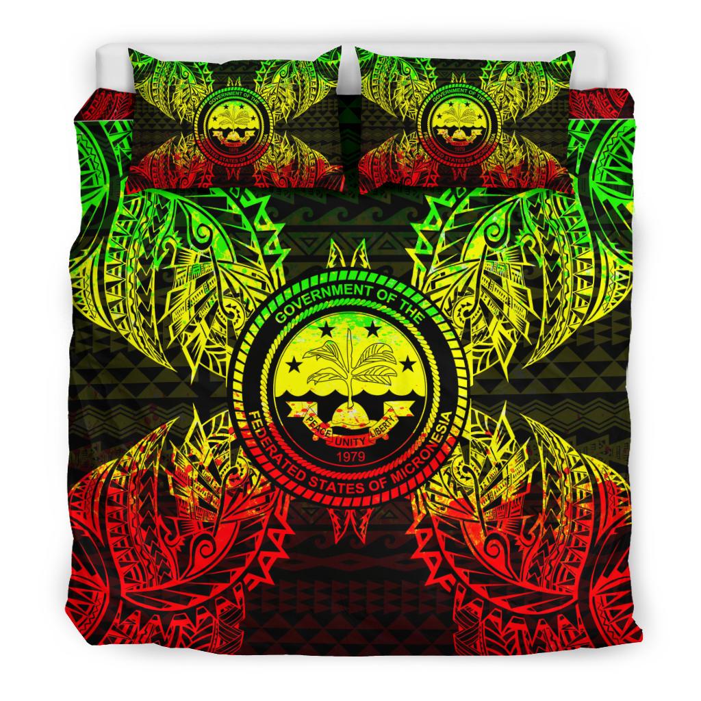 Polynesian Bedding Set - Federated States Of Micronesian Duvet Cover Set Map Reggae - Polynesian Pride