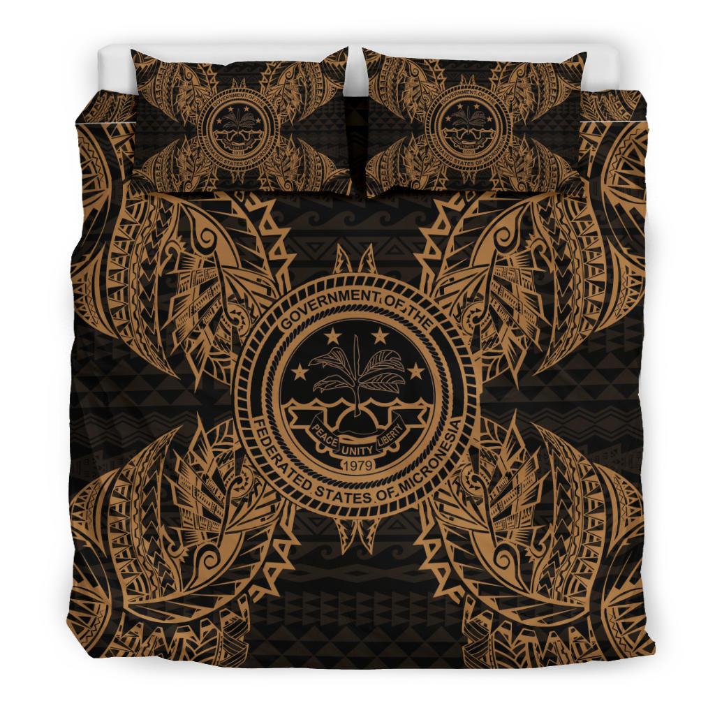 Polynesian Bedding Set - Federated States Of Micronesian Duvet Cover Set Map Gold - Polynesian Pride