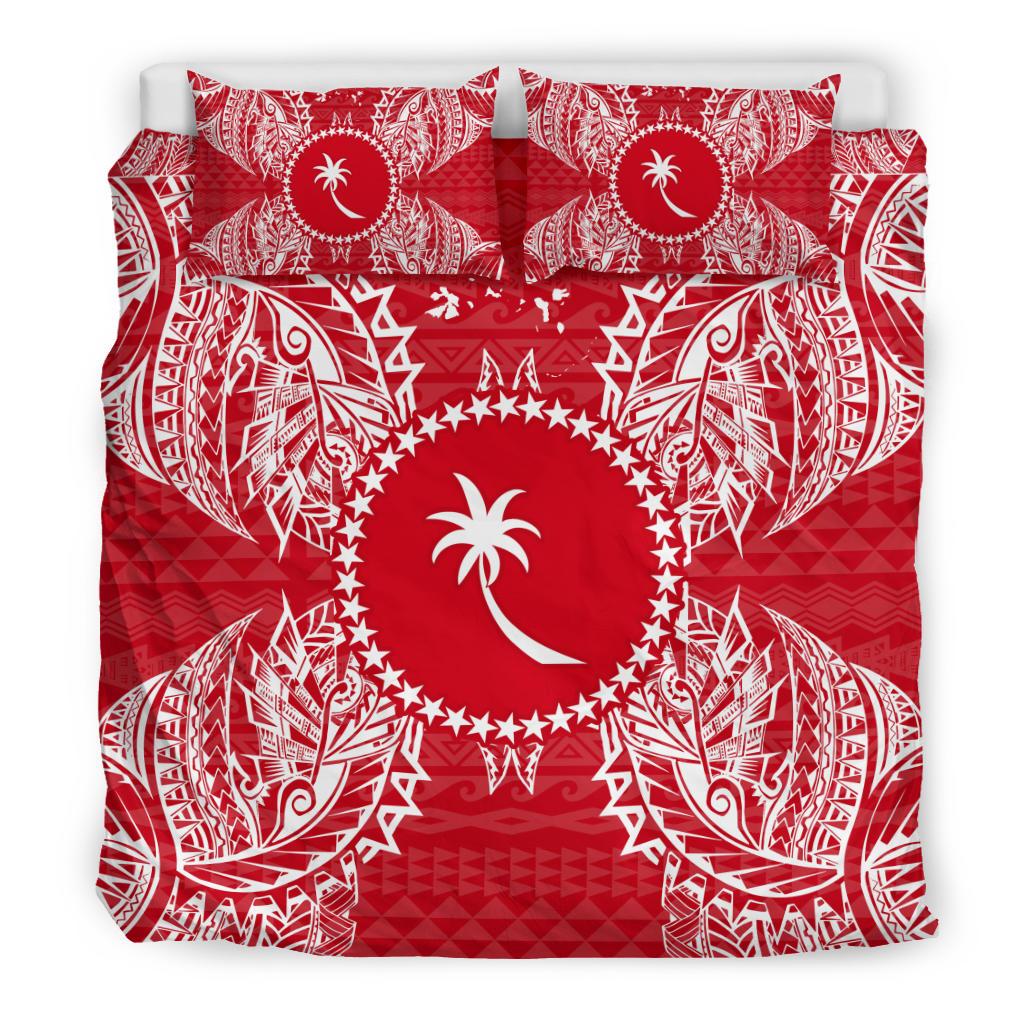 Polynesian Bedding Set - Chuuk Duvet Cover Set Map Red White - Polynesian Pride