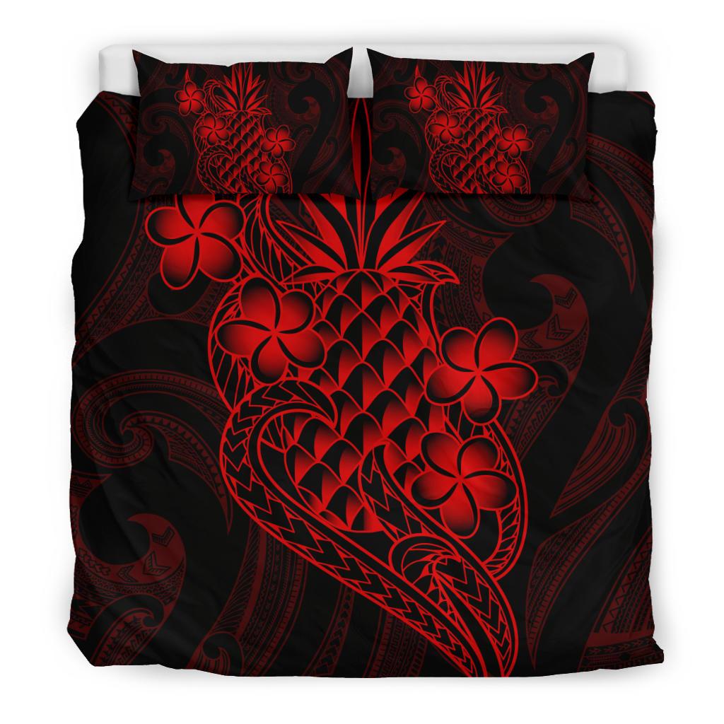 Polynesian Bedding Set - Hawaii Duvet Cover Set Red Pineapple - Polynesian Pride