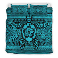 Hawaiian Turtle Polyensian Tribal Bedding Set Blue - Polynesian Pride
