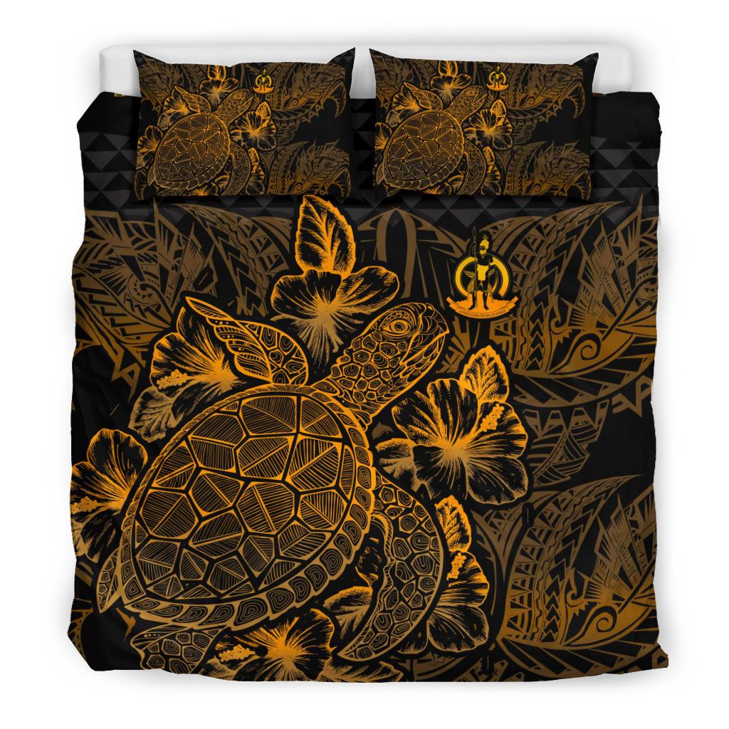 Polynesian Bedding Set - Vanuatu Duvet Cover Set Gold Color Gold - Polynesian Pride
