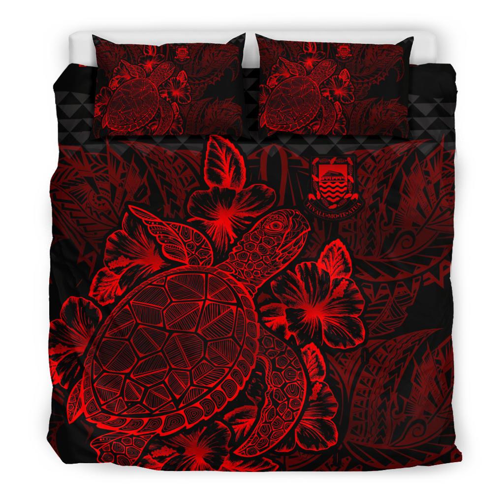 Polynesian Bedding Set - Tuvalu Duvet Cover Set Red Color Red - Polynesian Pride