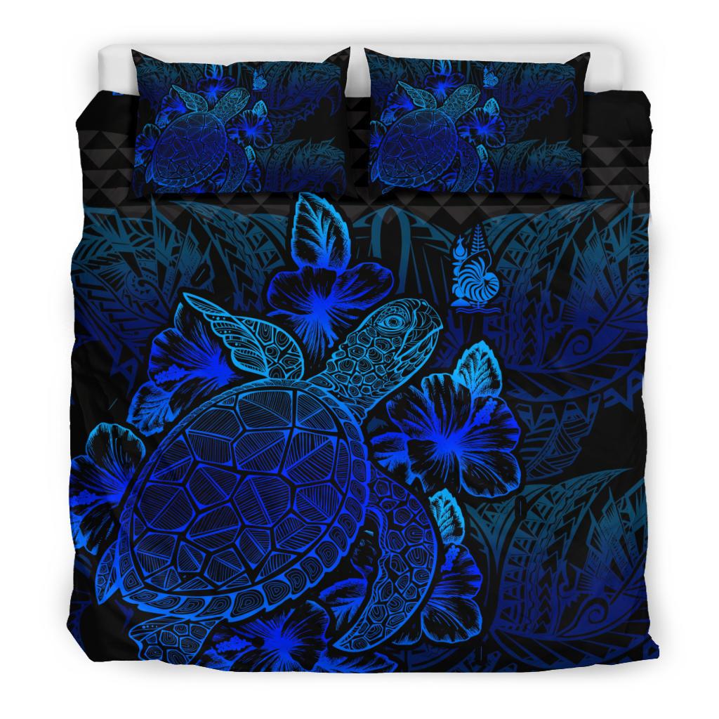 Polynesian Bedding Set - New Caledonia Duvet Cover Set Blue Color Blue - Polynesian Pride