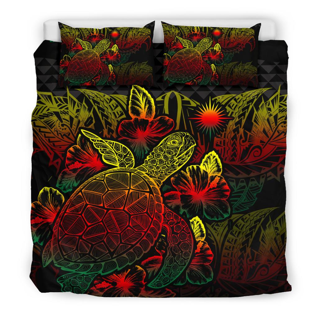Polynesian Bedding Set - Marshall Islands Duvet Cover Set Reggae Color Reggae - Polynesian Pride