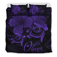 Hawaii Turtle Ohana Hibiscus Poly Bedding Set - Purple - Polynesian Pride
