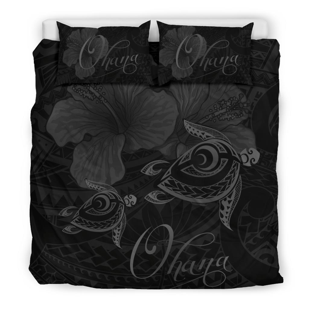 Hawaii Turtle Ohana Hibiscus Poly Bedding Set - Gray - Polynesian Pride