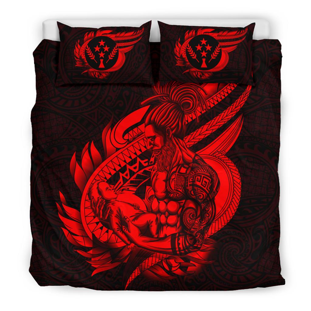 Polynesian Bedding Set - Kosrae Duvet Cover Set Father And Son Red - Polynesian Pride