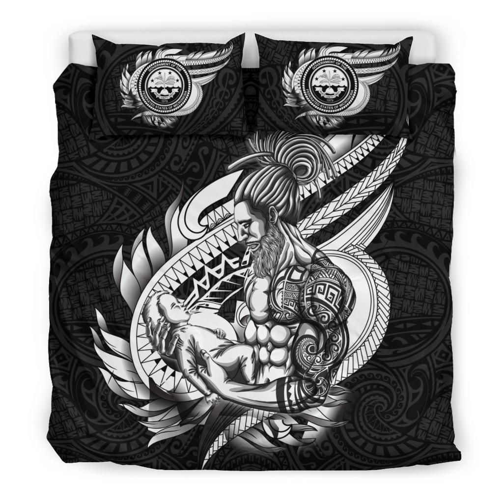 Polynesian Bedding Set - Federated States Of Micronesia Duvet Cover Set Father And Son Black - Polynesian Pride