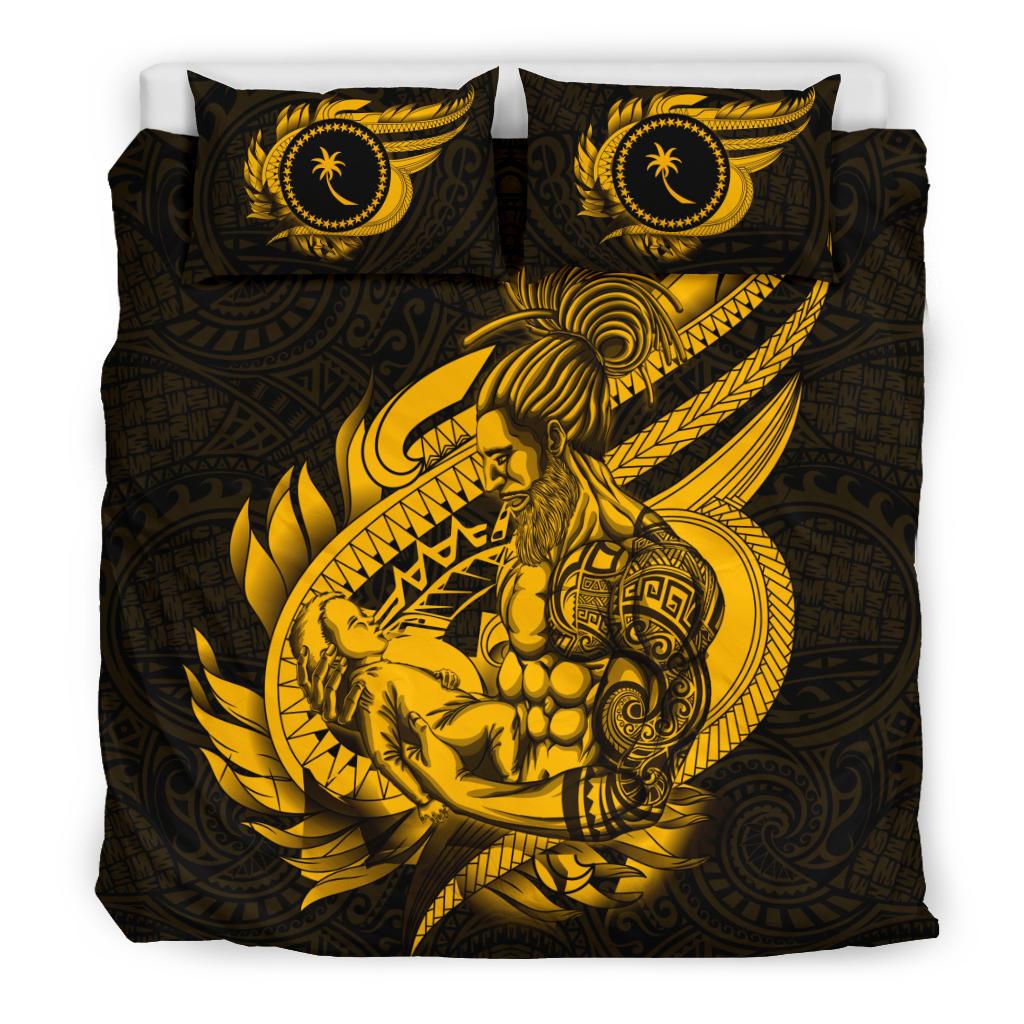 Polynesian Bedding Set - Chuuk Duvet Cover Set Father And Son Gold - Polynesian Pride