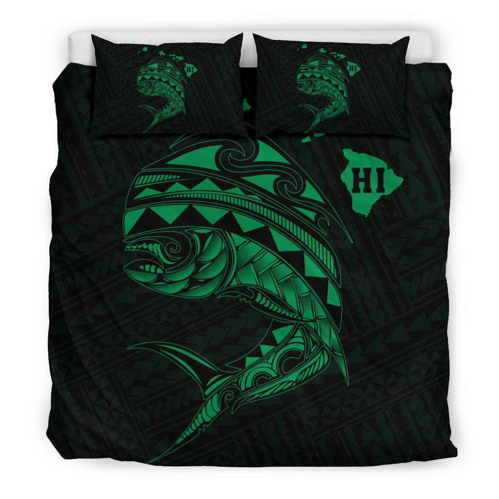 Hawaii Polynesian Mahi - Mahi Common Dolphinfish Bedding Set - Green - Polynesian Pride