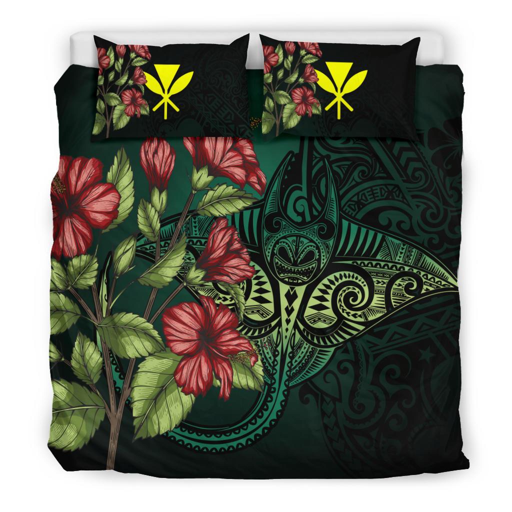 Polynesian Hawaii Bedding Set - Manta Ray Hibiscus - Polynesian Pride