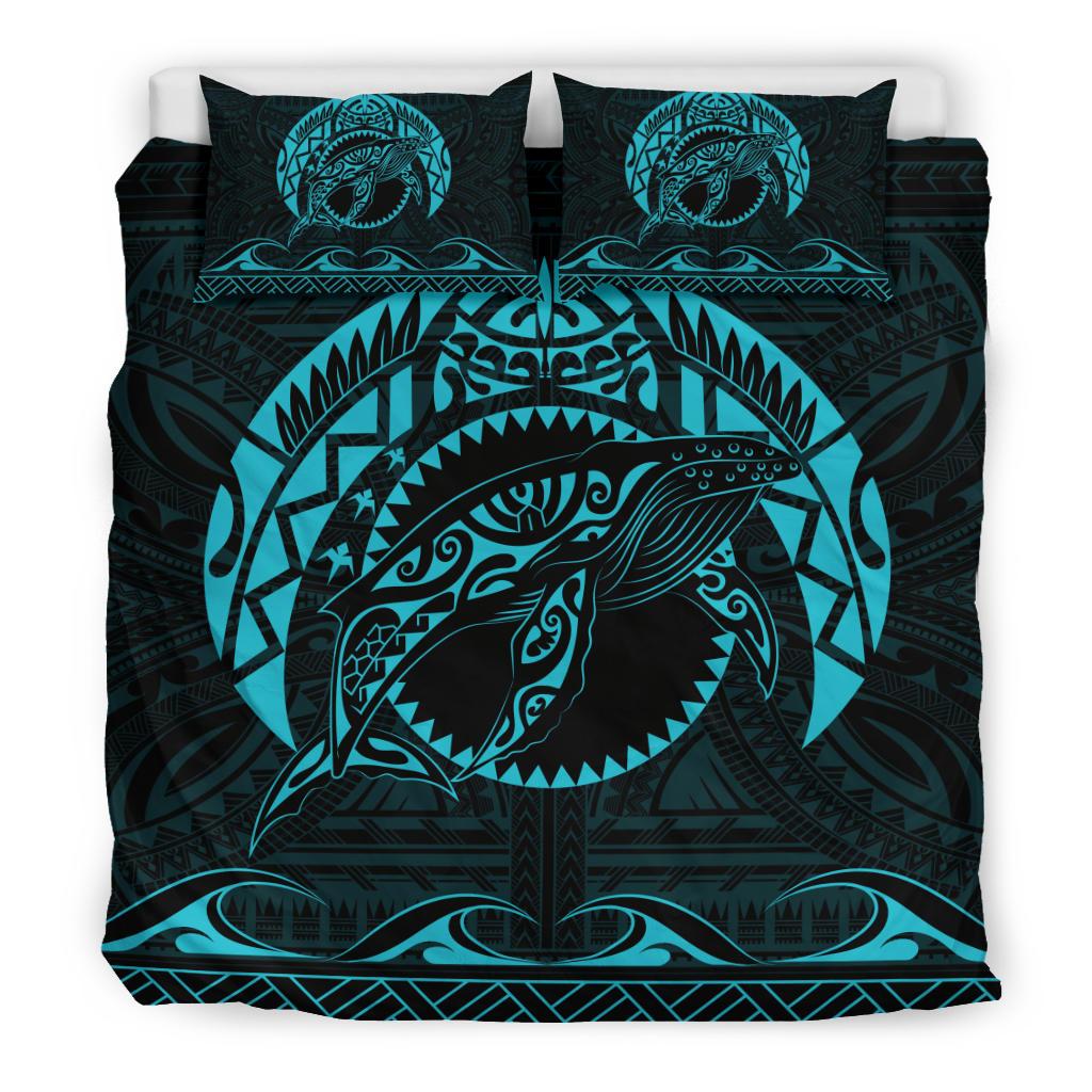 Hawaiian Polynesian Whale Bedding Set Blue - Polynesian Pride