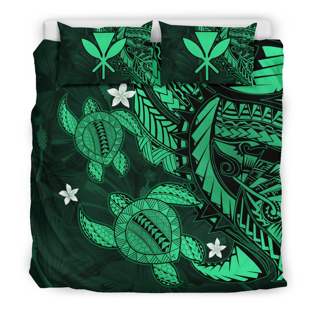 Hawaii Bedding Set - Hawaii Polynesian Turtle Hibiscus Bedding Set - Green - Polynesian Pride