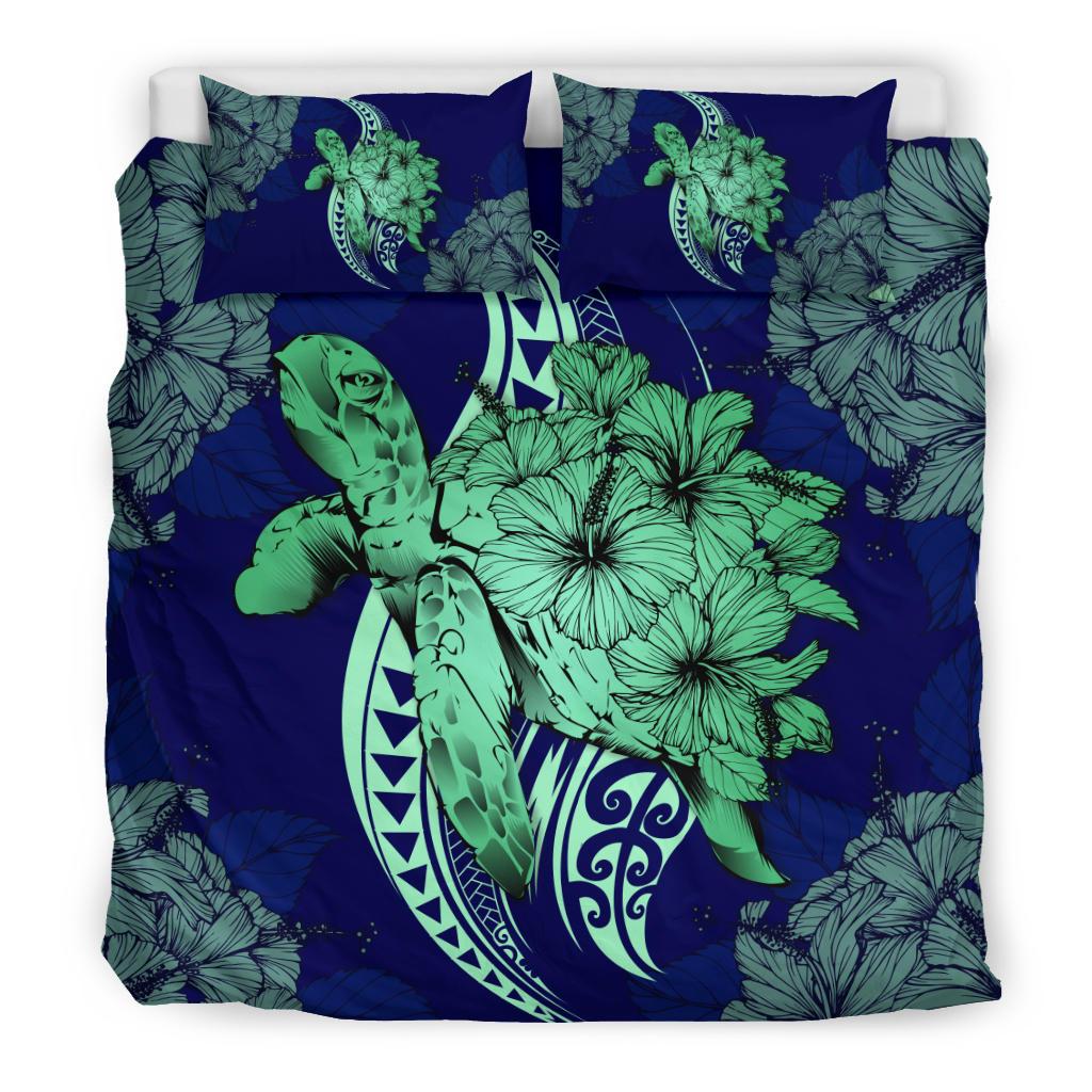 Hawaii Bedding Set - Hawaii Polynesian Turtle Hibiscus Bedding Set - Green - Polynesian Pride
