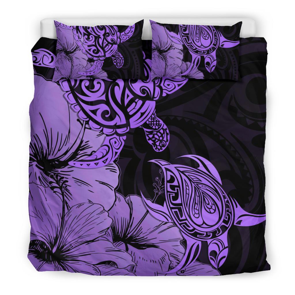 Hawaii Turtle Bedding Set Polynesian Hibiscus Art Violet AH - Polynesian Pride