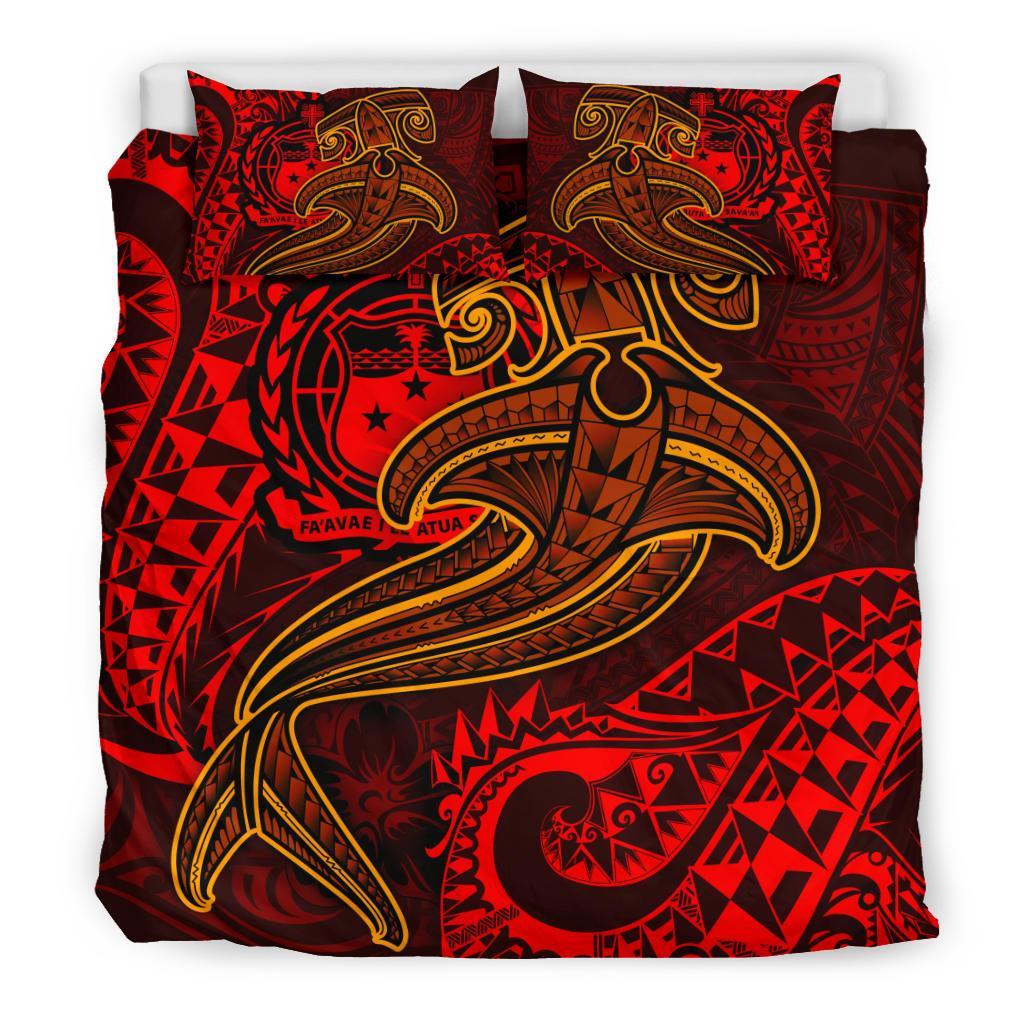 Samoa Bedding Set - Red Shark Polynesian Tattoo - Polynesian Pride