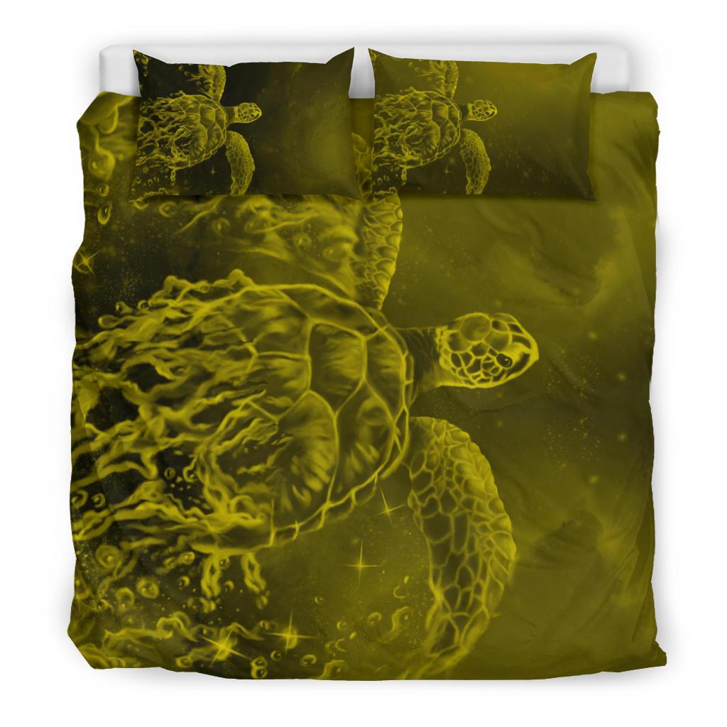 Hawaii Sea Turtle Water Color Travel Galaxy Bedding Set - AH - Yellow - Polynesian Pride