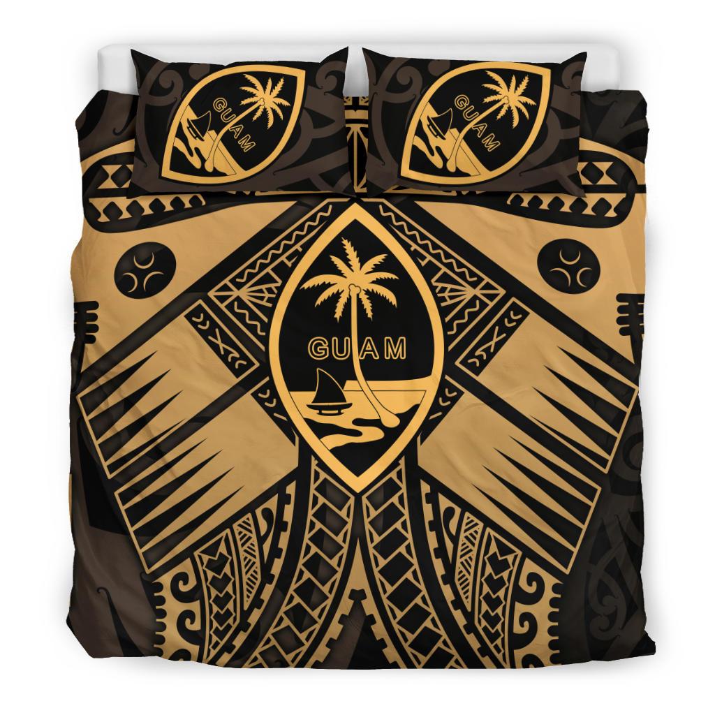 Guam Polynesian Bedding Set - Guam Gold Seal with Polynesian Tattoo - Polynesian Pride