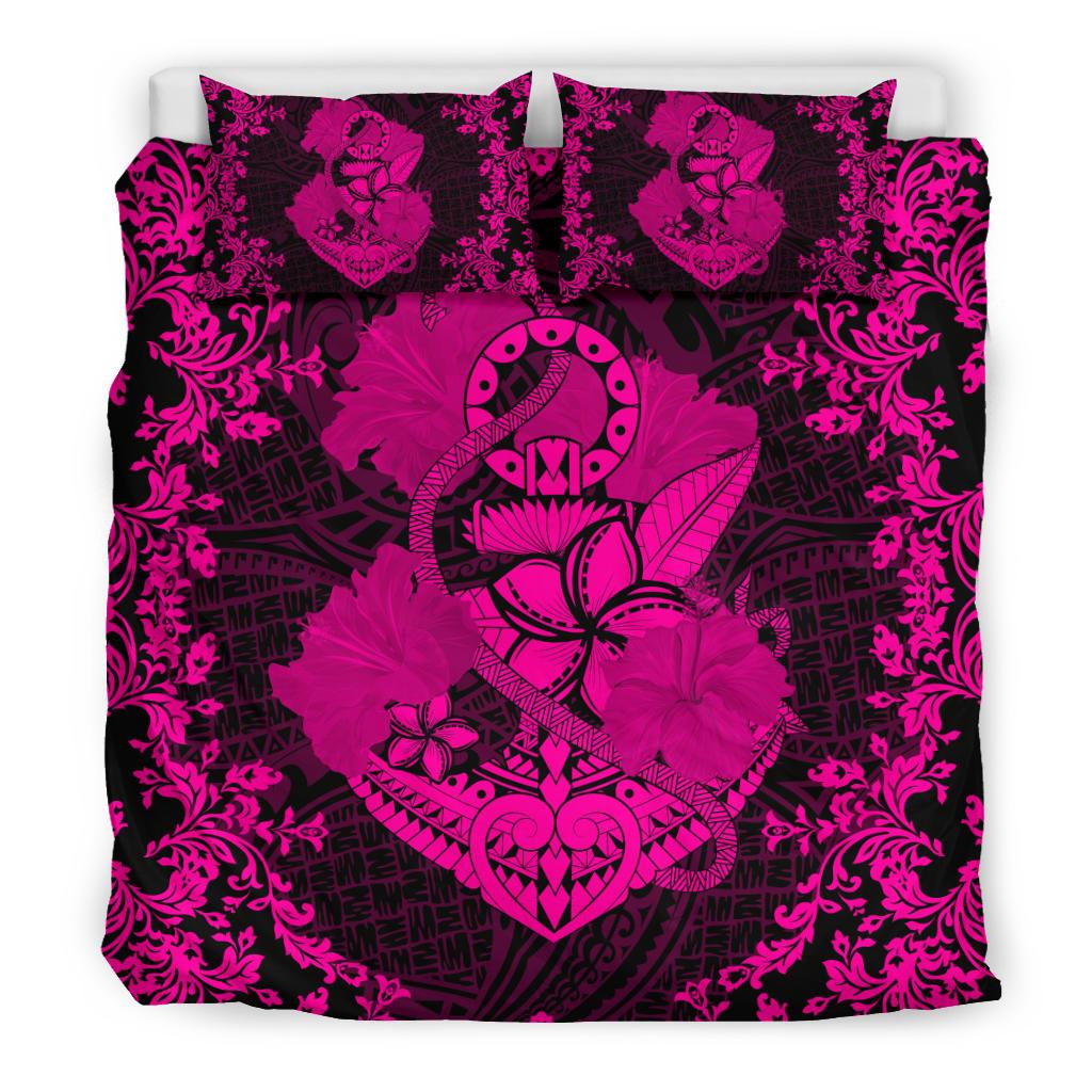 Hawaii Anchor Hibiscus Flower Vintage Bedding Set - AH - Pink - Polynesian Pride