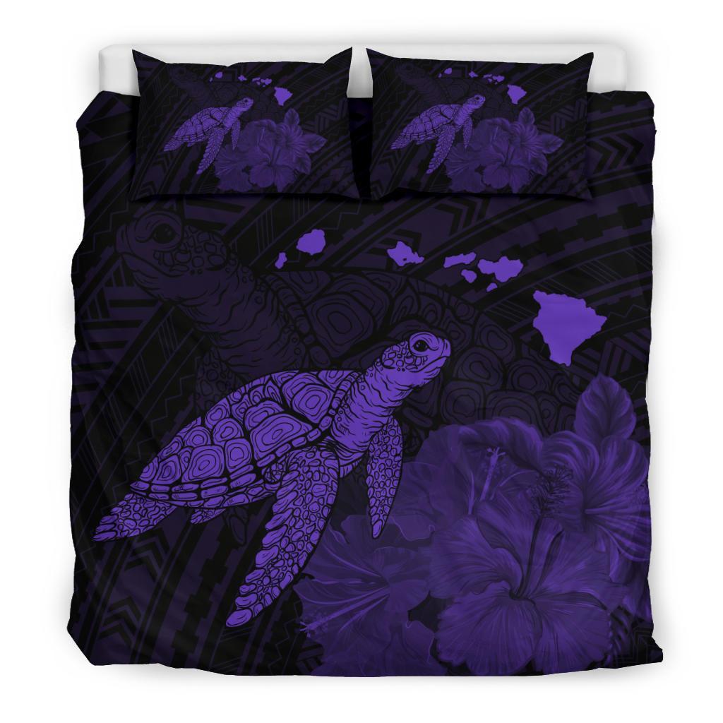 Hawaii Polynesian Hibiscus Turtle Map Bedding Set - AH - Purple - Polynesian Pride