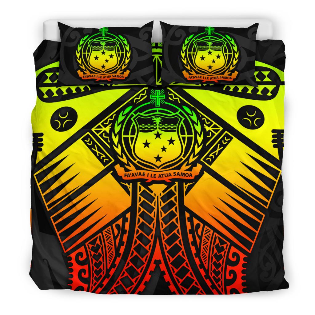 Samoa Polynesian Bedding Set - Samoa Reggae Seal with Polynesian Tattoo - Polynesian Pride