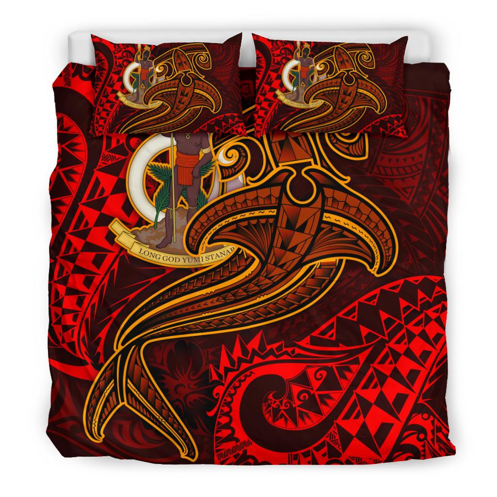 Vanuatu Polynesian Bedding Set - Red Shark Polynesian Tattoo - Polynesian Pride