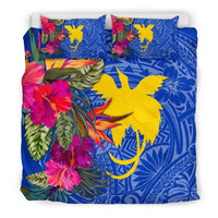 Papua New Guinea Bedding Set - Hibiscus Polynesian Pattern Blue Version - Polynesian Pride