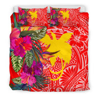 Papua New Guinea Bedding Set - Hibiscus Polynesian Pattern Red Version - Polynesian Pride