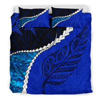 Paua Shell Maori Silver Fern Bedding Set, Cobalt - Polynesian Pride